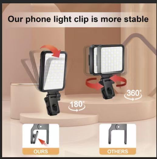 Selfie Light, Phone Light with Front & Back Clip, 84 LED Portable Ring Light with 3 Light Modes, Rechargeable Video Light for Phone, iPhone, iPad, Camera, Laptop, Selfie, Tiktok, Live Stream, Makeup