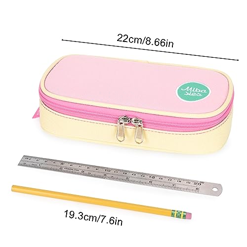 mibasies Girls Pencil Case for Kids, Pencil Pouch Boys Soft Rainbow Pen Box (Pink Blue Rainbow)