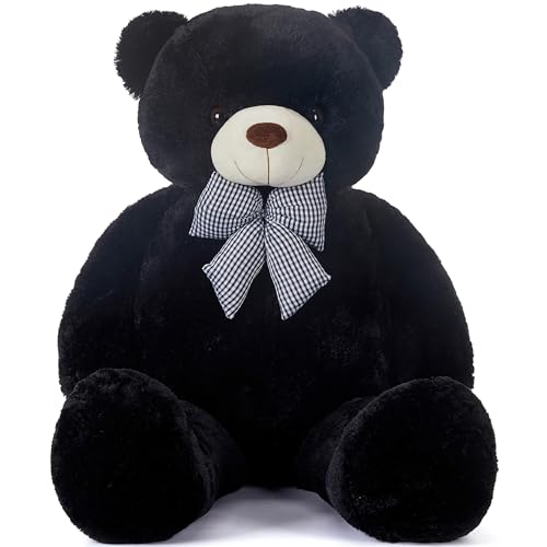 IKASA Giant Teddy Bear Stuffed Animal Plush Toy,47" Large Cute Jumbo Soft Toys,Huge Big Fluffy Fat Plushie,Gifts for Kid Girl (Black, 47 inches)