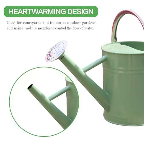 yourjoy Metal Watering Can, One Gallon Watering Cans Stainless Steel for Outdoor Indoor Garden Plants Watering (Cream Green)