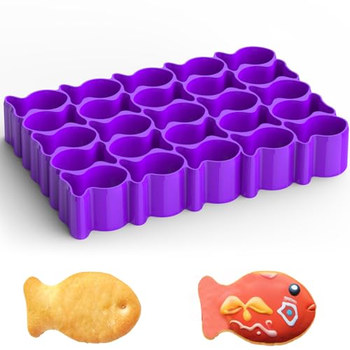 AIERSA Gold Fish Cracker Cutter,25 Cavity Fish Cookie Cutter,Mini Gold Fish Shapes Molds for Cookie,Non-stick Dough, Fish Cookie Cutters Mold for Baking