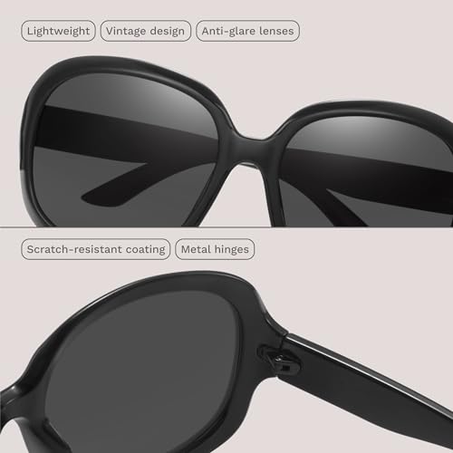 miyya Bug Eye Oversized Polarized Sunglasses Womens, Trendy Retro Sun Glasses for Women 2024, Oversized UV Protection Shades