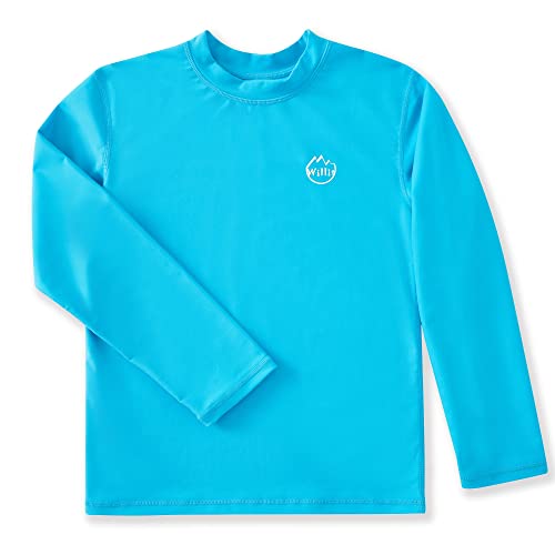 Willit Boys Rash Guard Swim Shirt Baby/Toddler Long Sleeve UPF 50+ Sun Protection SPF Quick Dry Shirt Blue 6-12 Months