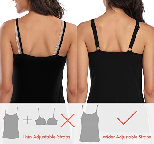 V FOR CITY Women Tank Top with Shelf Bra Adjustable Wide Strap Camisole Cotton Sleeveless Top Homewear M Magenta Purple