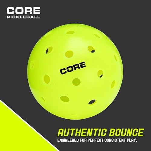 CORE Pickleball Balls for Professionals and All Levels of Play | USA Pickleball Approved Durable Outdoor Pickleball Balls with 40 Holes (12 Pack)