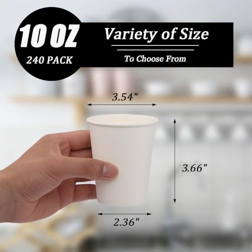 Lamosi 240 Pack Paper Cups 10 oz, 10 oz Disposable Coffee Cups, Hot/Cold Beverage Drinking Cups for Water Juice or Tea, Perfect for Office Party Home Travel