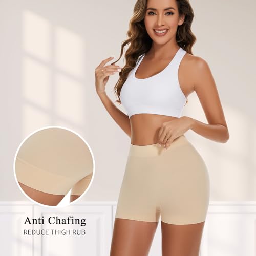 FRESBEIT Slip Shorts for Women Under Dress, Boyshorts Panties Anti Chafing Shorts Smooth Shapewear Shorts S