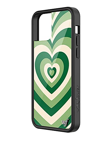 Wildflower Cases - Matcha Latte Love Case, Compatible with Apple iPhone 12/12 Pro | Green, White, Hearts, Ombre, Trendy - Protective Black Bumper, 4ft Drop Test Certified, Women Owned Small Business