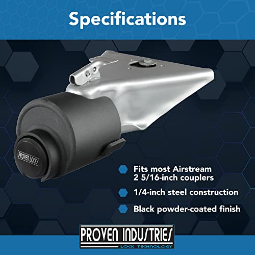 Proven Industries Model 2516-AS Trailer Lock, Fits (1997-2019) 2 5/16-Inch Airstream Couplers, Made in The USA (Black)