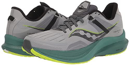 Saucony Men's Tempus Running Shoe Sneaker, Fossil/Moss, 14 Wide