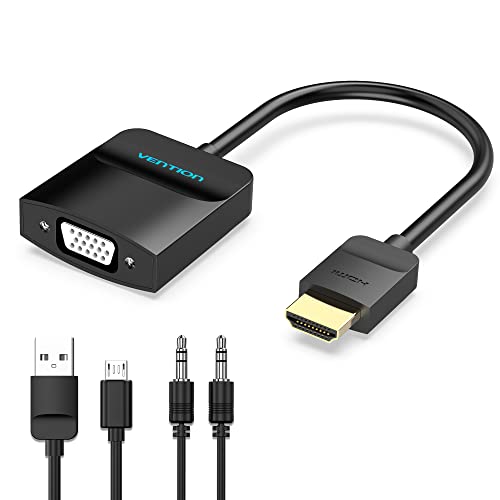VENTION VGA to HDMI-1080P Video Dongle Adaptador VGA Converter with Audio Cable (0.5FT), Male to Female for PC,Monitor HDTV (Note: VGA to HDMI Only, Not Bi-Directional)