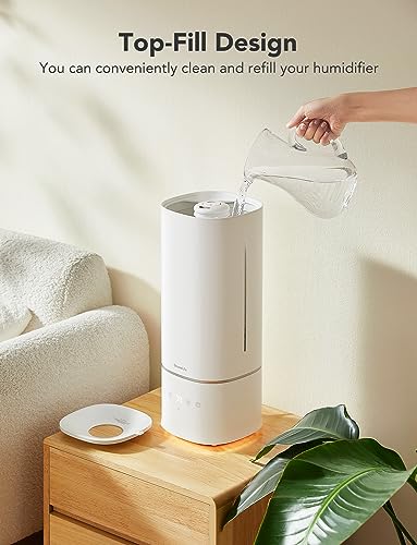 GoveeLife Humidifiers for Bedroom, 6L Top Fill Cool Mist Humidifier for Large Room, Auto Mode, Adjustable Mist, Quiet Sleep Mode, WiFi Essential Oil Diffuser Air Humidifier with RGB for Baby, Plants