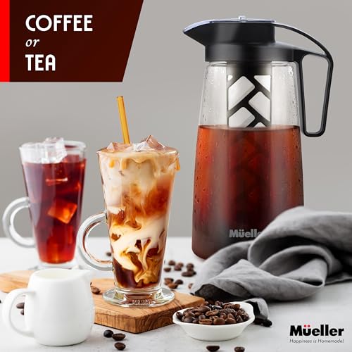 Mueller Cold Brew Coffee Maker, 2-Quart Heavy-Duty Tritan Pitcher, Iced Coffee Maker and Tea Brewer