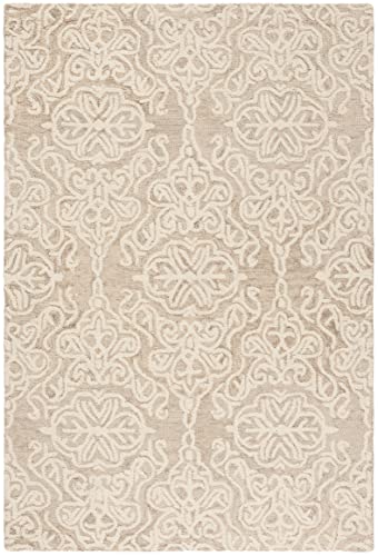 SAFAVIEH Blossom Collection 4' Round Beige/Ivory BLM112B Handmade Premium Wool Entryway Foyer Living Room Bedroom Kitchen Area Rug
