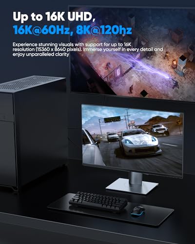 Highwings Displayport Cable 2.1, 16K DP 2.0 Cable 3.3FT [16K@60Hz, 8K@120Hz, 4K@240Hz 165Hz 144Hz] Support 80Gbps, HDCP DSC 1.2a, HDR10 FreeSync G-Sync for 3090 Graphics PC