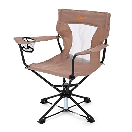 ARROWHEAD OUTDOOR 360° Degree Swivel Hunting Chair w/Armrests, Perfect for Blinds, No Sink Feet, Supports up to 450lbs, Carrying Case, Steel Frame, Fishing, High-Grade 600D Canvas, USA-Based Support,