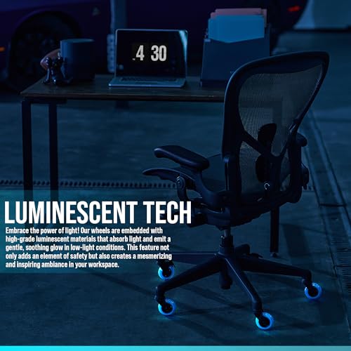 Stealtho Locking Caster Wheels set of 5-2 Wheels with Brakes - Heavy Duty Office Chair Casters for Furniture - Replacement Industrial Wheels for Cart - Roller Blade Rubber Casters Navy