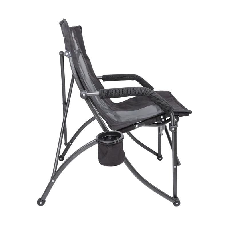 Cascade Mountain Tech Camping Chair - Low Profile Folding Chair for Camping, Beach, Picnic, Barbeques, Sporting Event with Carry Bag , Black