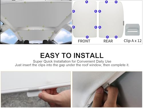 2024 New Version Tesla Model 3 Sunshade Windshield Accessories【OEM Fit, Sun Blockage】 Heat Insulation Keep Cooling Foldable Light-Tight Front Window Sunshade for Model 3 with Reinforced Velcro Strap