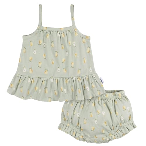 Gerber Baby Girls Sleeveless Tunic Top and Diaper Cover Set, Pears, 0-3 Months