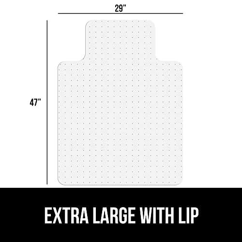 Gorilla Grip Office Chair Mat for Carpet Floor, Slip Resistant Heavy Duty Under Desk Protector Carpeted Floors, No Divot Plastic Rolling Computer Mats, Smooth Glide Semi Transparent Design 47x29 Clear