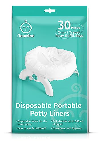 Newnice 30 Packs Disposable Liners with 200ML Absorbent Pads, Portable Travel Bags Compatible with OXO Tot 2-in-1 Go Potty, Training Liners Fit Most Chairs for Kids, Toddlers