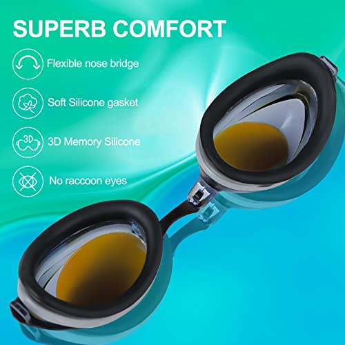 DARIDO Swim Goggles, 2 Pack Swimming Goggles Anti Fog UV Protection No Leaking for Adult, Men, Women, Youth