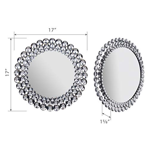 Everly Hart Collection Round Jeweled Mirror, 17" x 17"