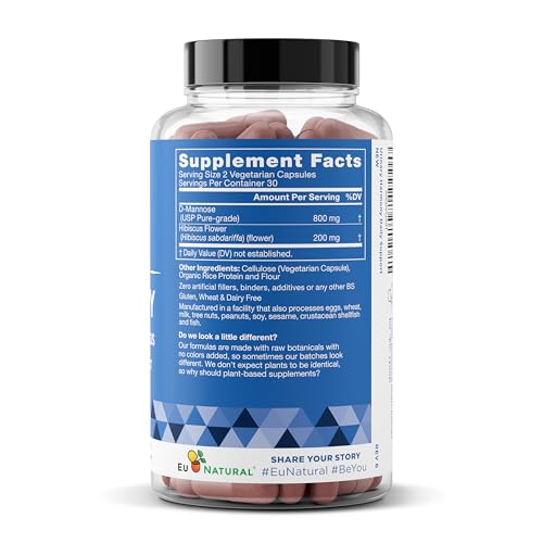 Urinary Harmony D-Mannose Supplement – Urinary Tract Health for Women – Potent Clinical Strength Formula with D-Mannose and Hibiscus Cleanses and Flushes the Urinary System – 60 Fast Acting Capsules