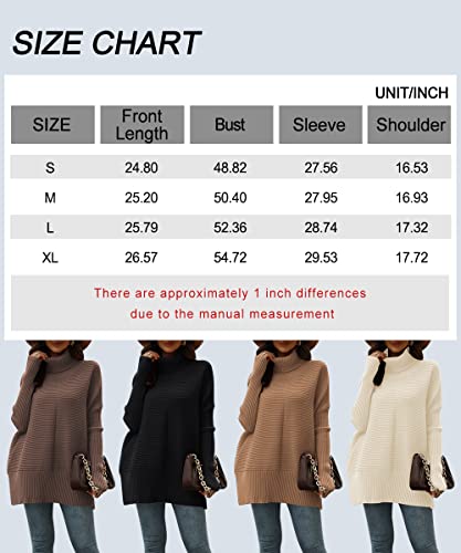 EFAN Women's Turtleneck Oversized Sweaters Fall Outfits Clothes Trendy Long Pullover Knit Winter Tunic Tops Taro M