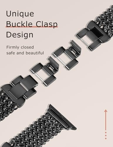 Minyee Compatible with Apple Watch Band 41/40/38/44/45/46/49/42mm Women, Dressy Stainless Steel Metal Chain Strap Mermaid Designer Link Bracelet Wristband for iWatch Series 10 9 8 7 6 5 4 3 Ultra SE
