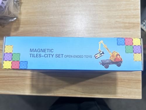 Kids Games Magnetic Tiles Road Set with Extendable Magnetic Crane, City Construction Building Toys for Toddlers STEM Preschool Toys Ages 4-6 5-7, Gifts for 3+ Year Old Boys Girls Kids Toys with Car