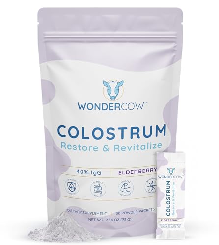 WONDERCOW Colostrum Supplement Powder for Gut Health, Immune Support, Muscle Recovery & Wellness | Natural IgG Pure Whole Bovine Colostrum Superfood, Chocolate, 60 Servings