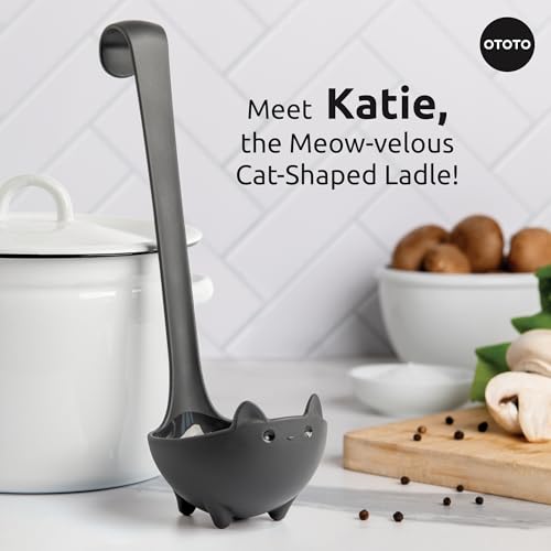 NEW!! Katie Cat Soup Ladle by OTOTO - Halloween Gifts Black Cat, Gothic Gifts, Gifts for Cat Lovers - Spooky Cat Gift, Cute Kitchen Accessories, Funny Kitchen Gadgets, Fun Gifts (Katie Cat, Black)