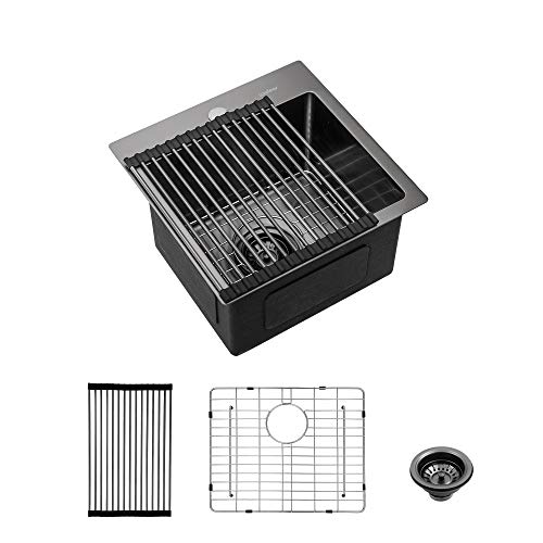 Lordear 36 Inch Drop in Kitchen Sink 36 x 19 Topmount Drop in Kitchen Sink 16 Gauge Stainless Steel Single Bowl Deep Kitchen Sink with Drain Strainer