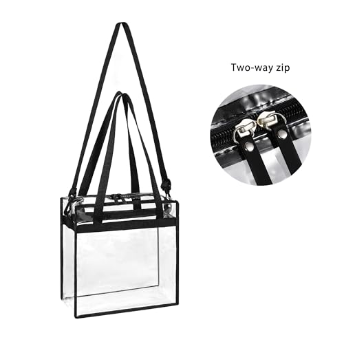 BAGAIL Clear bags Stadium Approved Clear Tote Bag with Zipper Closure Crossbody Messenger Shoulder Bag with Adjustable Strap(Retro Wave)