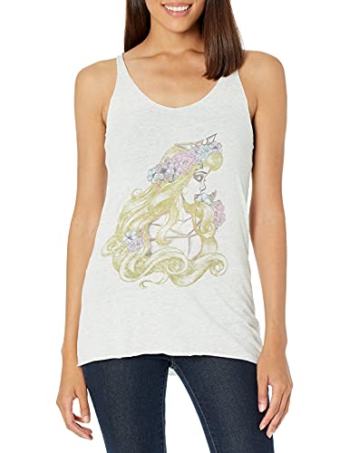 Disney Junior's Princess Shimmering Beauty Tri-Blend Racerback Layering Tank, White Heather, Small