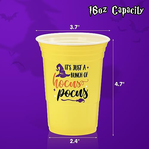 Nefelibata Halloween Black Plastic Cups 16oz Witch Sisters Party Cups Reusable Cold Drinking Cups Set of 24 Halloween Hocus Pocus Party Supplies