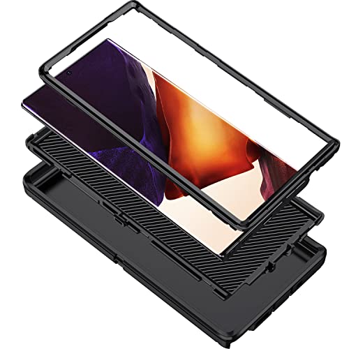 RegSun for Galaxy Note 20 Ultra Case,Shockproof 3-Layer Full Body Protection [Without Screen Protector] Rugged Heavy Duty High Impact Hard Cover Case for Galaxy Note 20 Ultra,Black