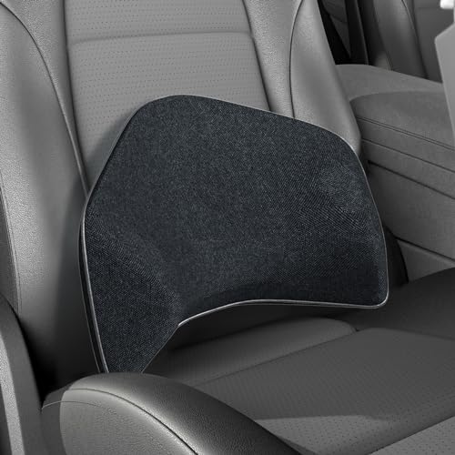 Super Snug Lumbar Support Pillow for Car, 100% Memory Foam Lumbar Pillow with Breathable Removable Cover, Ergonomic Design - Back Pillow Lumbar Support Pillow for Car Seat/Back Pain Relief(Black, Sam)