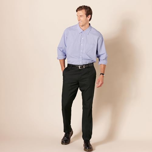 Amazon Essentials Men's Slim-Fit Flat-Front Dress Pant, Black, 42W x 29L