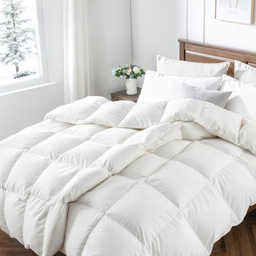 DownAero™ Goose Down Comforter 100% Egyptian Sateen Cotton, 900 Fill Power Medium Warmth for All Season Twin Duvet Insert, Hotel Collection White