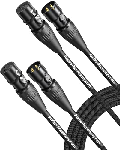 XLR Cables 10ft 2 Pack, Professional Gold-Plated Rean Connectors from Neutrik, Kevlar-Reinforced Nylon Braided XLR Microphone Cable, Mic Cable, Durable Shielded and Balanced XLR Male to Female Cord