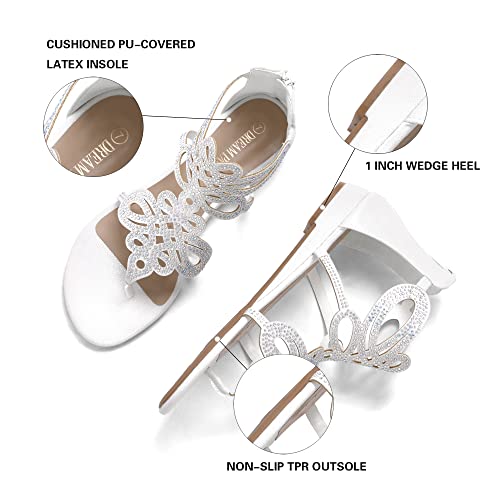 DREAM PAIRS Womens Jewel Fashion Rhinestones Design Slides Sandals 02-White - 5