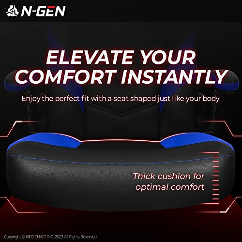 N-GEN Video Gaming Computer Chair Ergonomic Office Chair Desk Chair with Lumbar Support Flip Up Arms Adjustable Height Swivel PU Leather Executive with Wheels for Adults Women Men (White)