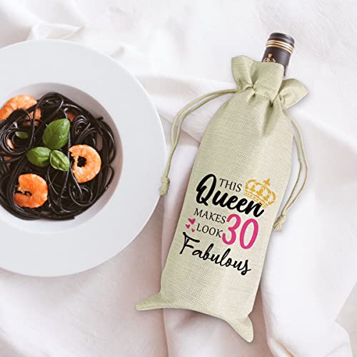 30th Birthday Gift for Women, 30th Female Milestone Birthday Gift, Party Wine Favor Bag, Wine Bag Gift, This Queen Makes 30 Look Fabulous