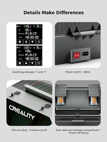 Creality Filament Space Dry Box Plus for 2 Pack Filament, Dust-Proof and Moisture-Proof, Storage Box Keeping Filaments Dry During 3D Printing, Filament Spool Holder Dryer…