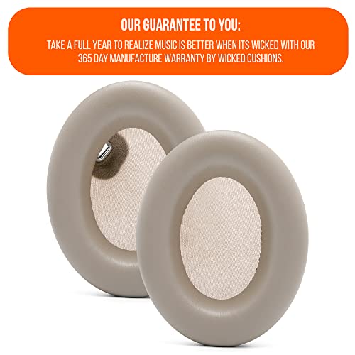WC Wicked Cushions Extra Thick Earpads for Sony WH1000XM4 Headphones - Soft PU Leather Cushions, Luxurious Noise Isolating Memory Foam, Added Thickness Without Disabling On/Off Sensor | Beige