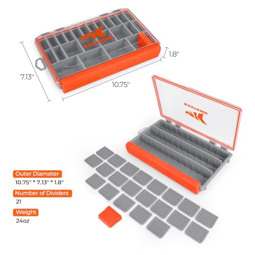 KastKing HyperSeal Waterproof Fishing Tackle Box, Waterproof 3600 and 3700 Tackle Trays, Organizer with Removable Dividers, Lure Box and Terminal Tackle Storage