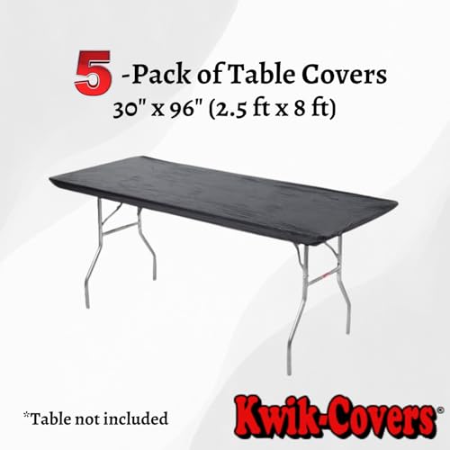 Kwik-Covers 8' Rectangle Plastic Table Covers 30" x 96", Bundle of 5 (Maroon)